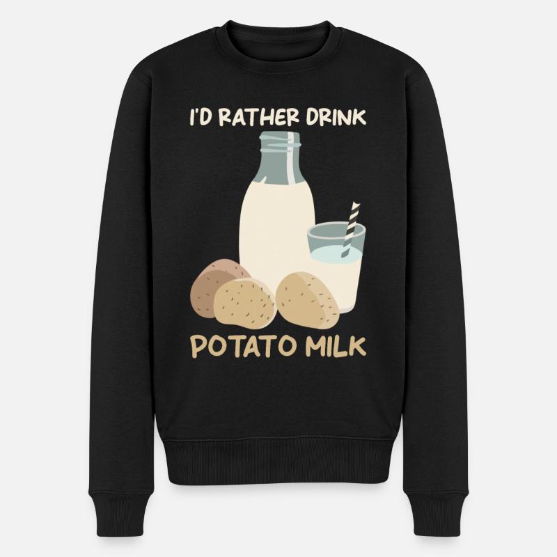 Kartoffel Milch Spruch - Männer Premium Bio Pullover - Schwarz