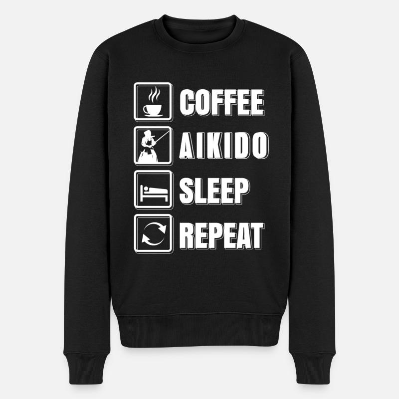 Café Aïkido Sommeil répéter - Pull Premium bio Homme - noir