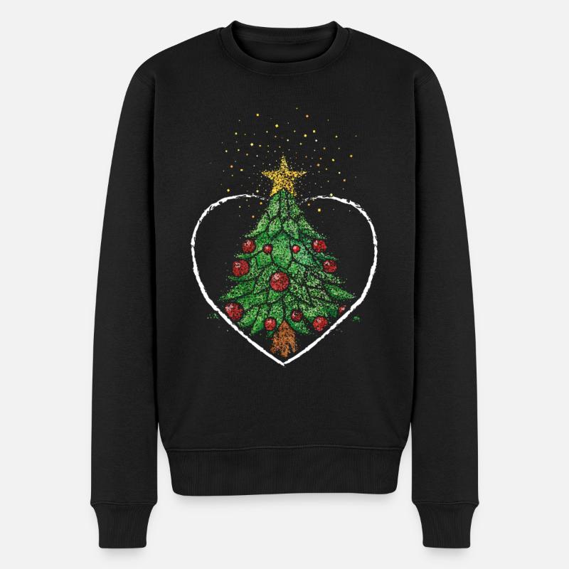 Weihnachtsbaum Christbaum Weihnachtsstern - Männer Premium Bio Pullover - Schwarz