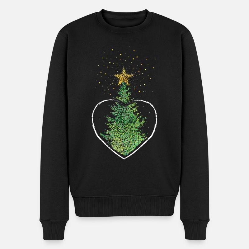 Weihnachtsbaum Christbaum Weihnachtsstern - Männer Premium Bio Pullover - Schwarz