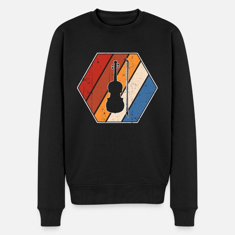Geige Retro - Männer Premium Bio Pullover - Schwarz
