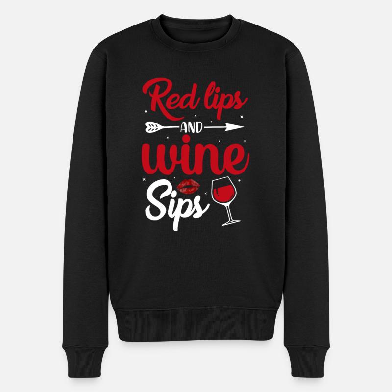 Lèvres rouges et vin - Pull Premium bio Homme - noir