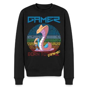 Jeux vidéo Drôle de joueur de serpent né pour le jeu rétro - Pull Premium bio Homme - noir - Devant - Nico (187cm)