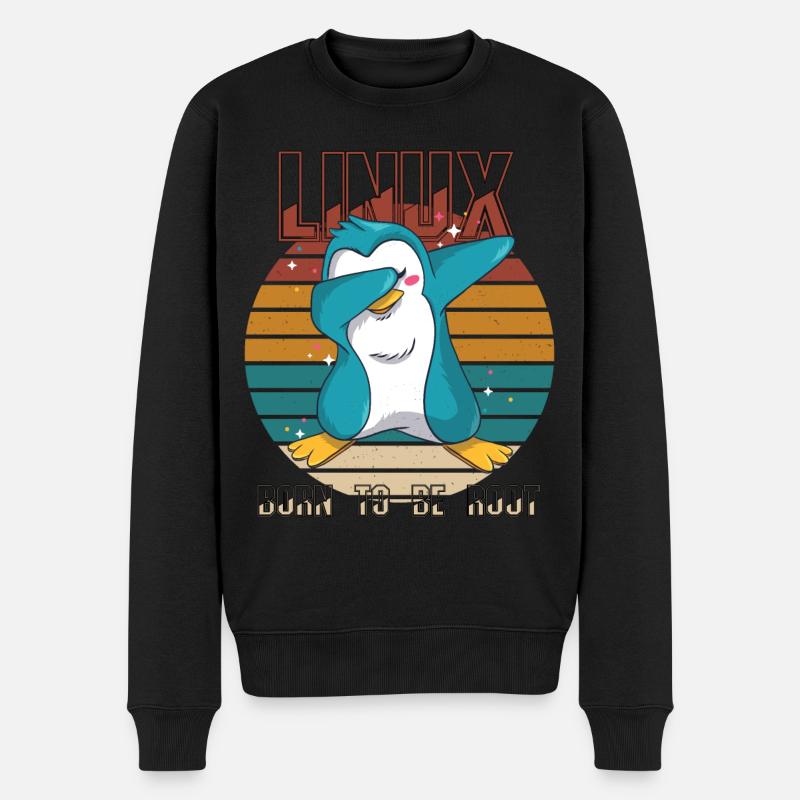 Geek né pour être root Linux Penguin Nerd Programmeur - Pull Premium bio Homme - noir