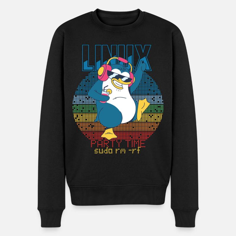 Linux Party Sudo Root Geek Admin Penguin Nerd Prog - Männer Premium Bio Pullover - Schwarz