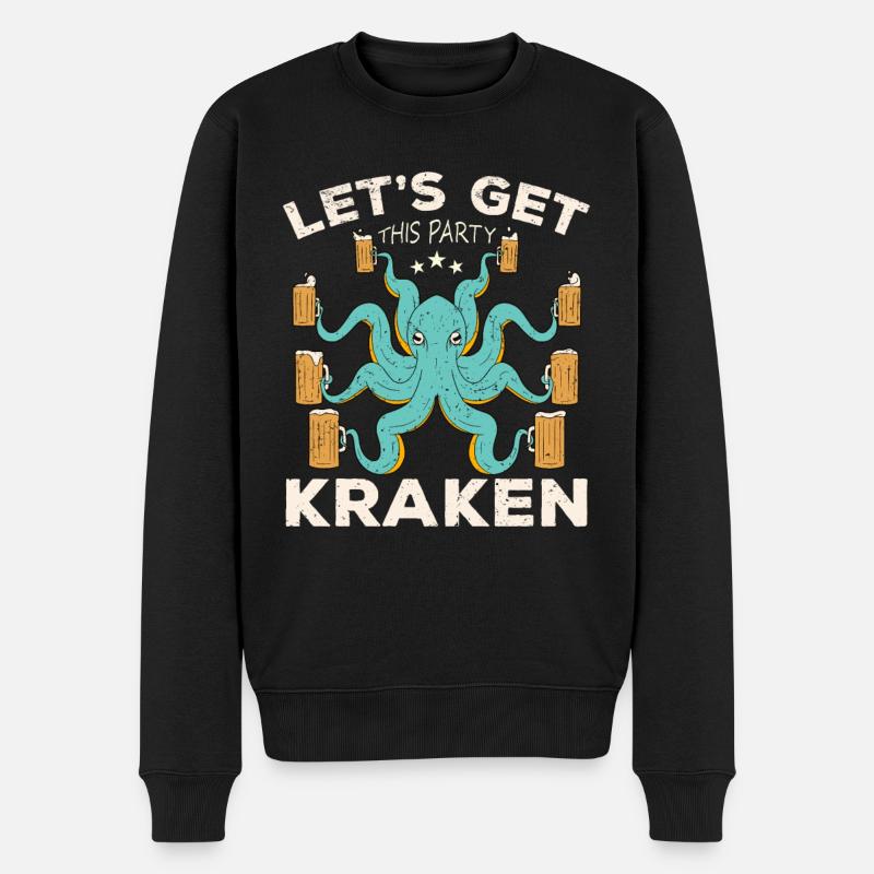 Tintenfisch Krake Oktopus Meer Tentakel Kraken - Männer Premium Bio Pullover - Schwarz