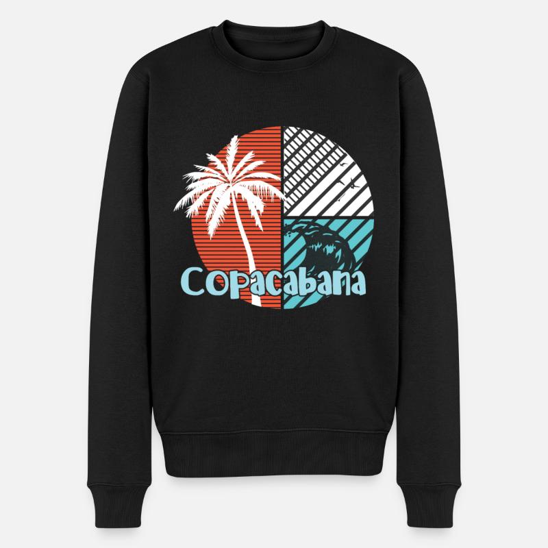 Copacabana Palmen Sommer Wellen Sonne Brasilien Ri - Männer Premium Bio Pullover - Schwarz