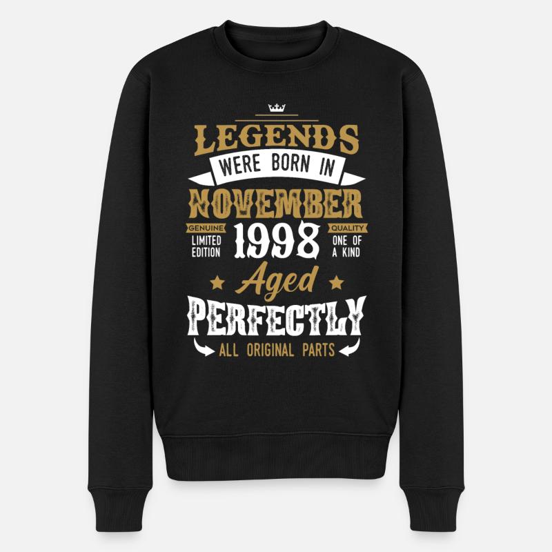 Jahrgang November 1998 Geburtstag Geschenk - Männer Premium Bio Pullover - Schwarz