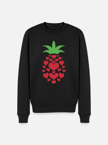 Ananas Herz - Männer Premium Bio Pullover - Schwarz