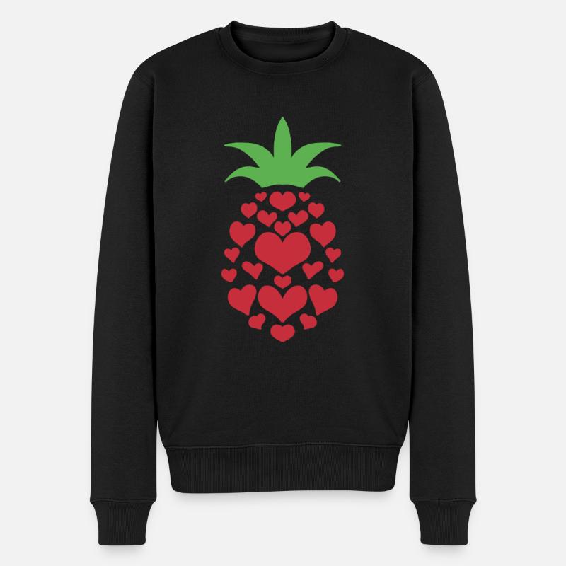 Ananas Herz - Männer Premium Bio Pullover - Schwarz