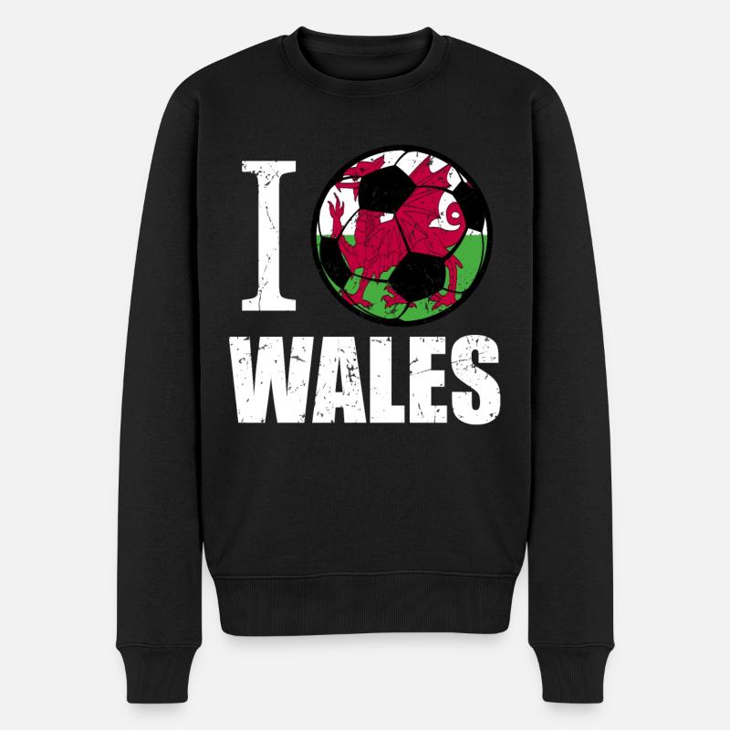 Wales Fußball - Männer Premium Bio Pullover - Schwarz