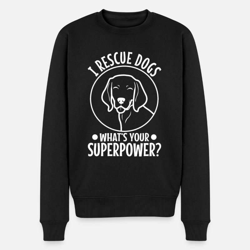 I rescue dogs whats your superpower - Männer Premium Bio Pullover - Schwarz