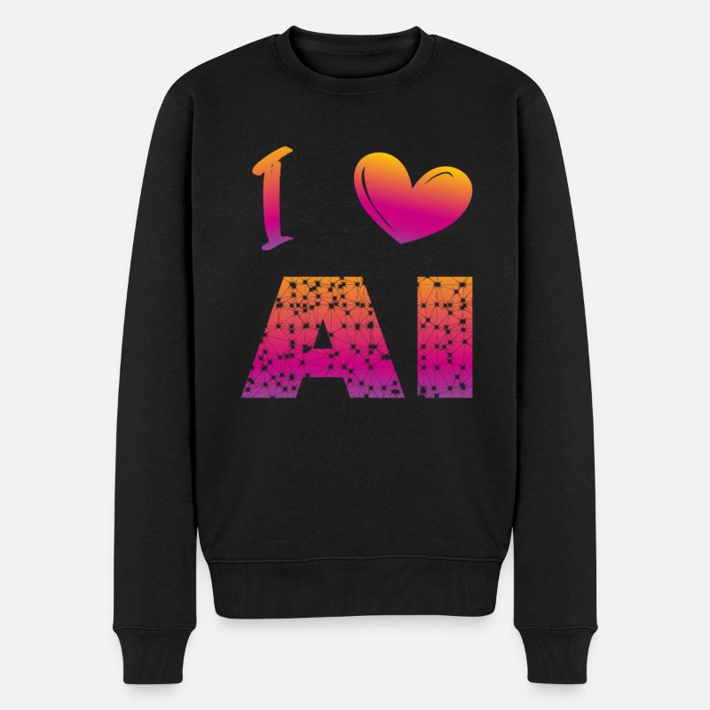 i love ai - Männer Premium Bio Pullover - Schwarz