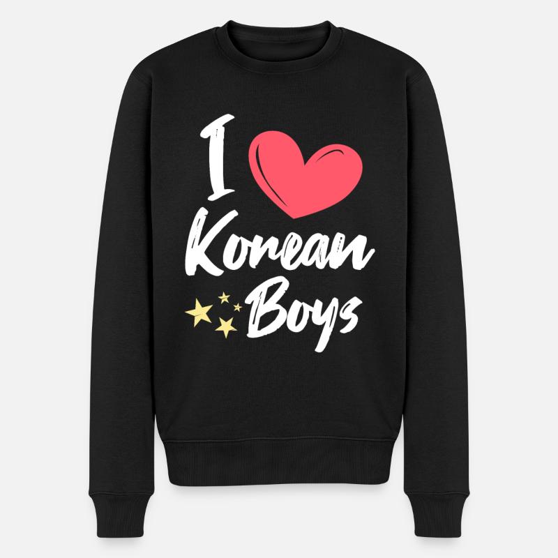 Ich liebe koreanische Jungs - Männer Premium Bio Pullover - Schwarz