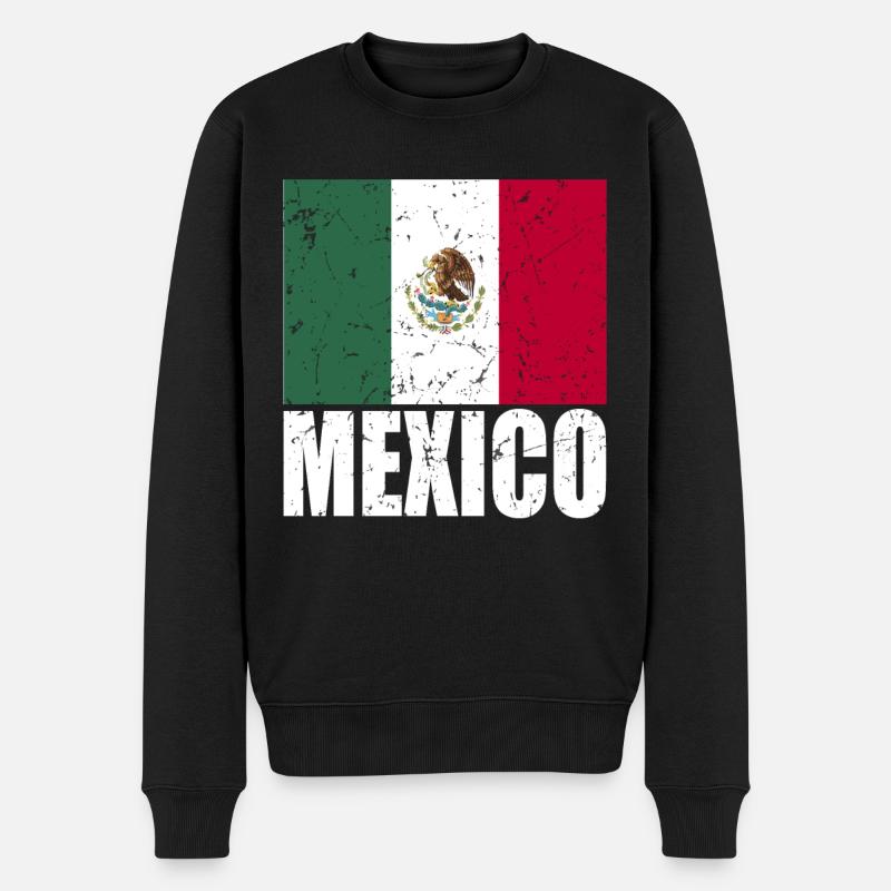 Mexiko Fahne - Männer Premium Bio Pullover - Schwarz