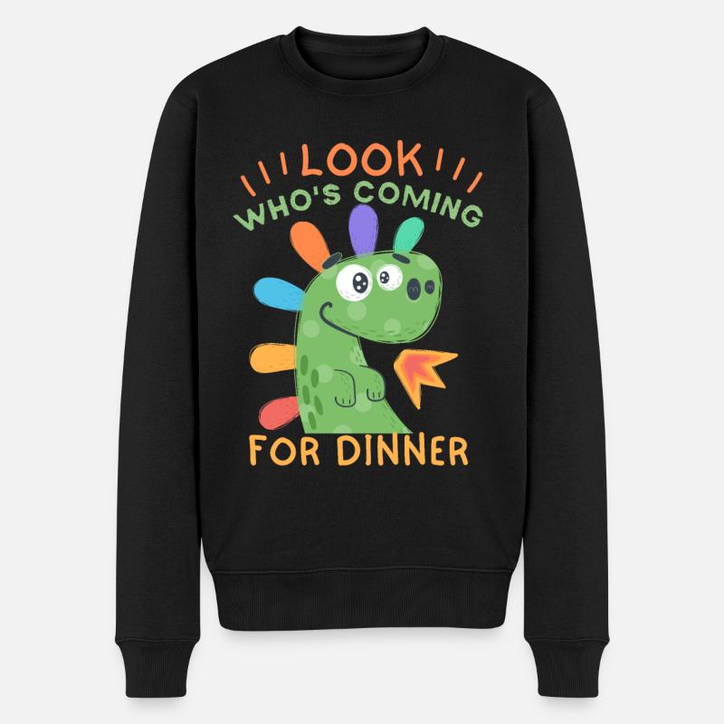 Drôle d’invitation dinosaure à dîner - Pull Premium bio Homme - noir