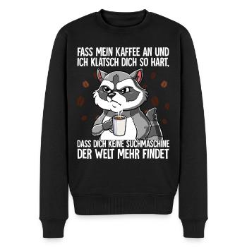 Fass mein Kaffee an und ich klatsch dich Kaffee - Männer Premium Bio Pullover - Schwarz - Vorne - Nico (187cm)