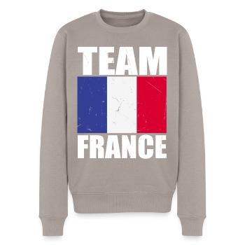 Team Frankreich Fußball - Männer Premium Bio Pullover - Taupe - Vorne - Nico (187cm)