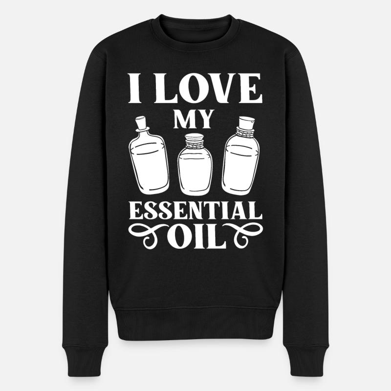 Ätherische Öl Diffusor Aromatherapie Pflanzen - Männer Premium Bio Pullover - Schwarz