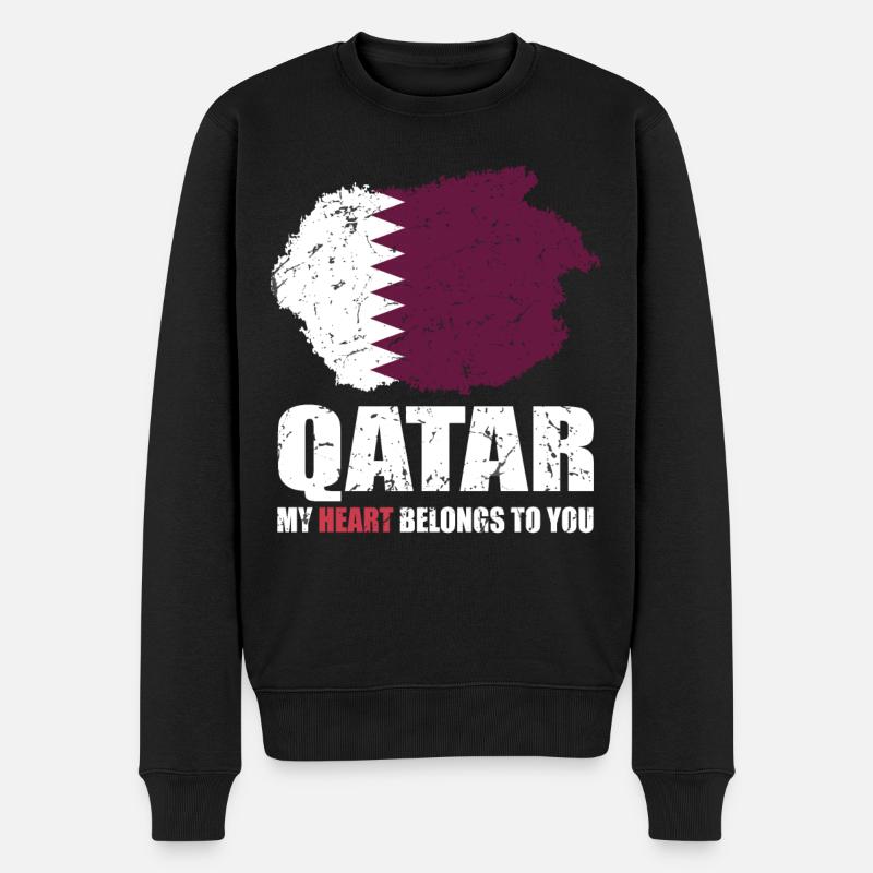 Drapeau du Qatar - Pull Premium bio Homme - noir