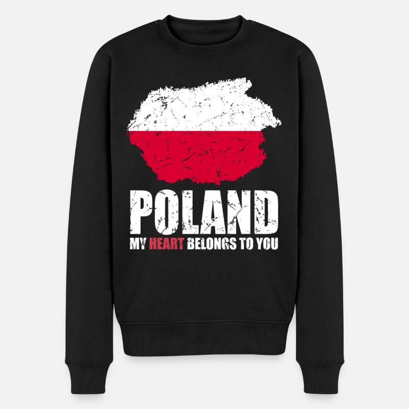 Drapeau de la Pologne - Pull Premium bio Homme - noir