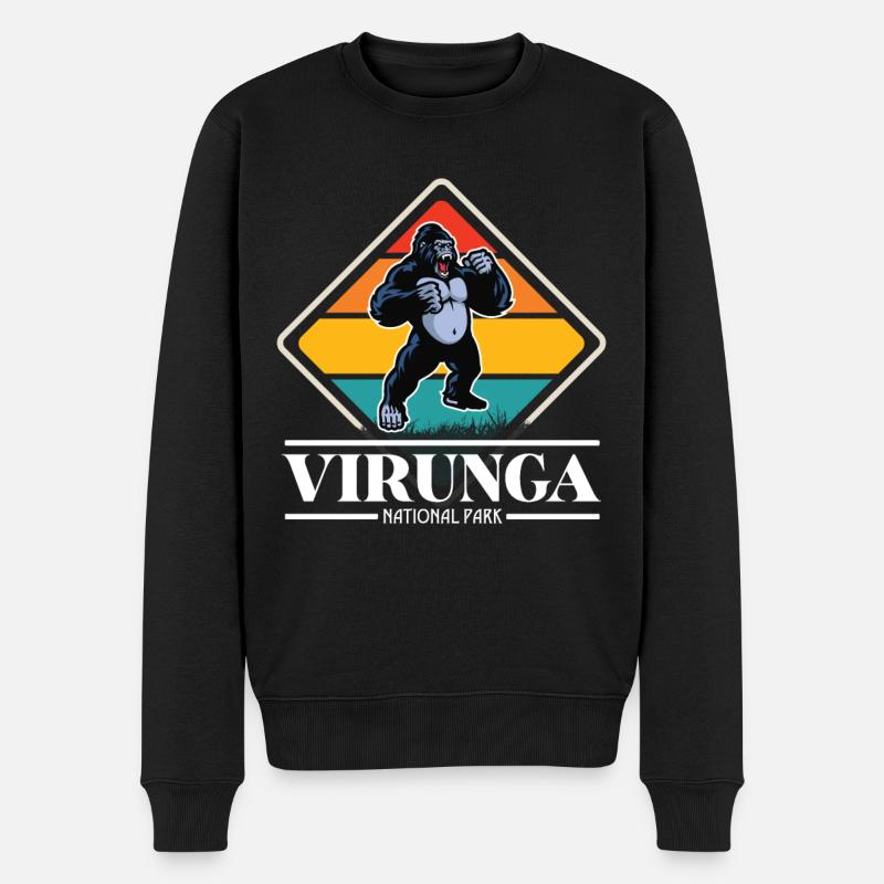 Gorille-Virunga-Parc National-Souvenir-Afrique-Congo - Pull Premium bio Homme - noir