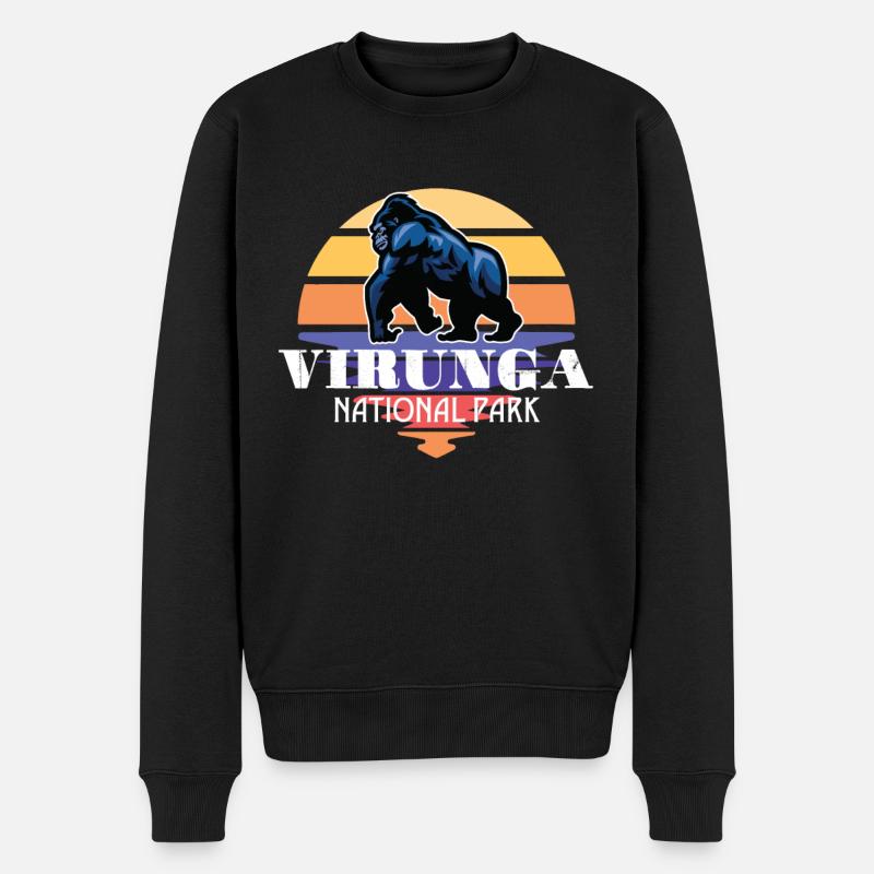 Virunga Park in Afrika Safari Gorilla Souvenir Kon - Männer Premium Bio Pullover - Schwarz