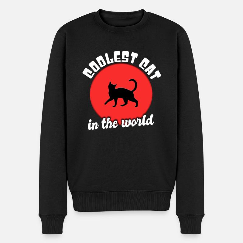 Coole Katze Spruch - Männer Premium Bio Pullover - Schwarz