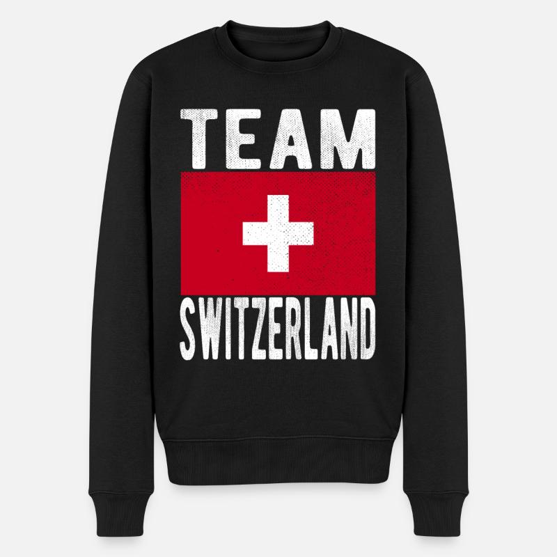 Schweiz Fahne - Männer Premium Bio Pullover - Schwarz