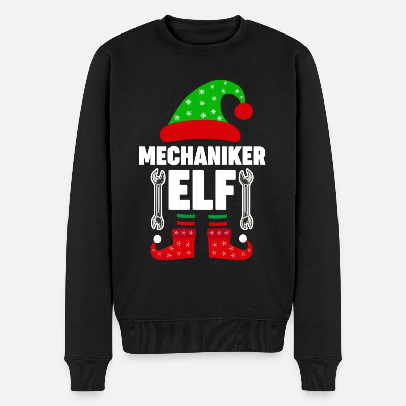 Weinachten Weihnachtself Mechaniker Elf Elfen - Männer Premium Bio Pullover - Schwarz