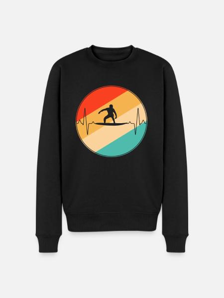 Surfing Retro Heartbeat - Men's Premium Organic Jumper - black
