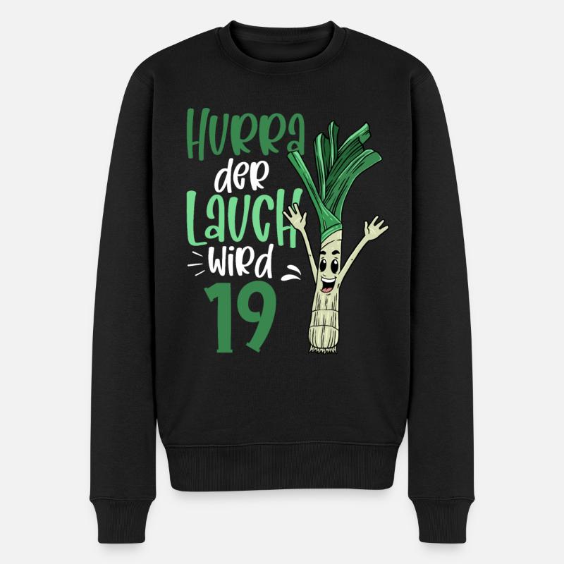 Hurra der Lauch wird 19 - Männer Premium Bio Pullover - Schwarz