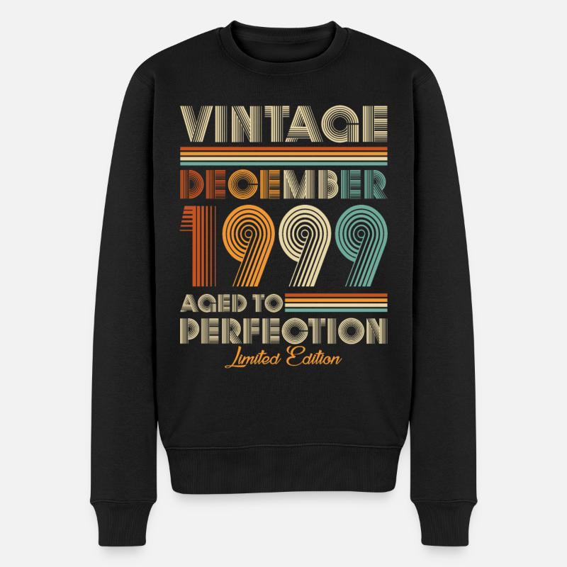 Vintage Aged To Perfection December 1999 - Männer Premium Bio Pullover - Schwarz