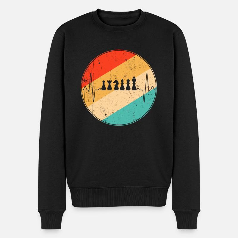 Échecs Retro Heartbeat - Pull Premium bio Homme - noir