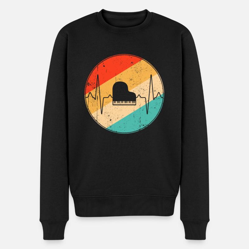 Piano Retro Heartbeat - Pull Premium bio Homme - noir