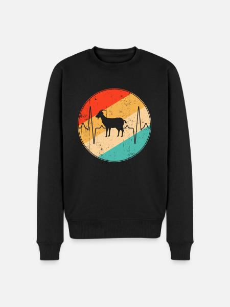 Ziege Retro Herzschlag - Männer Premium Bio Pullover - Schwarz