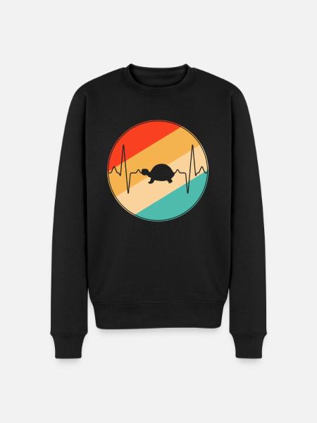Turtle Retro Heartbeat - Men's Premium Organic Jumper - black
