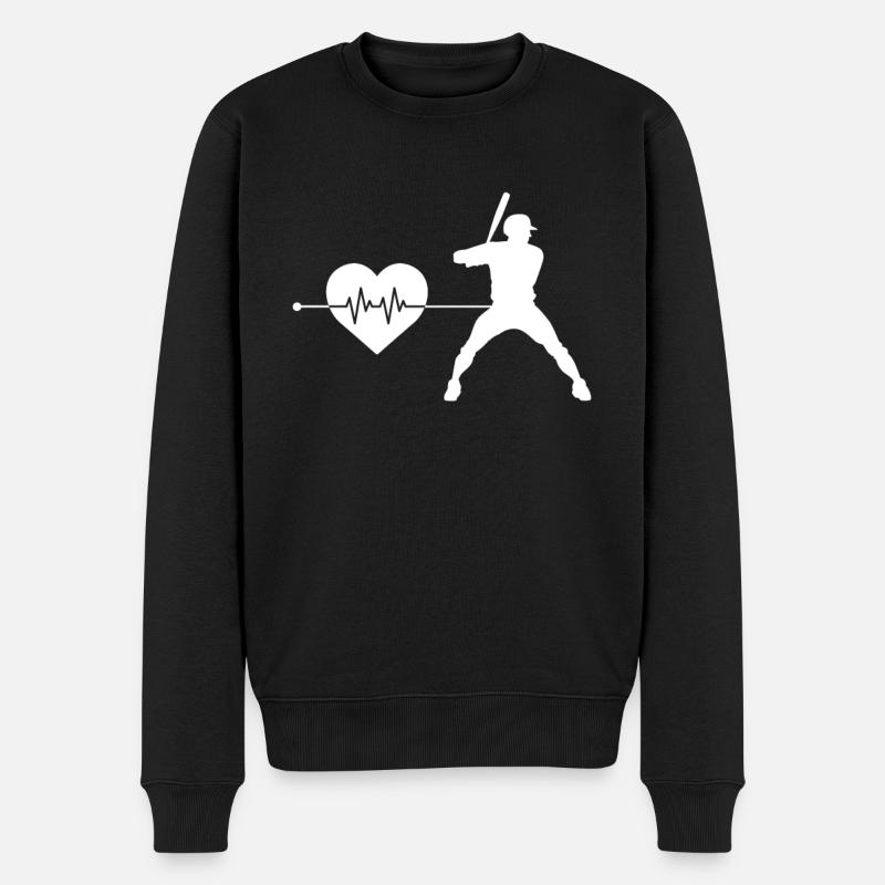 Battements de cœur de baseball - Pull Premium bio Homme - noir