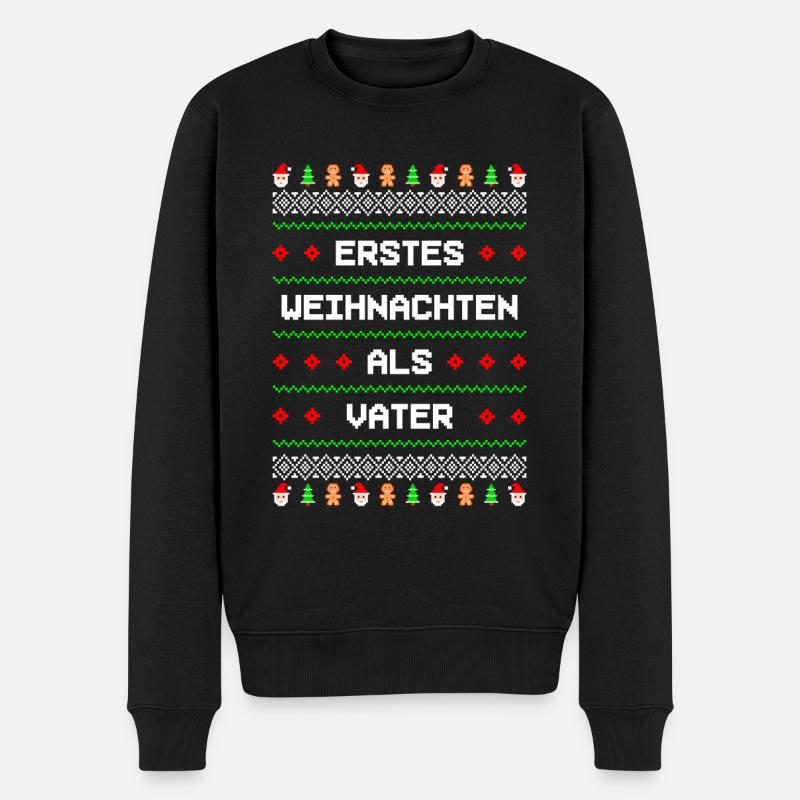 Erstes Weihnachten als Vater Ugly Christmas - Männer Premium Bio Pullover - Schwarz