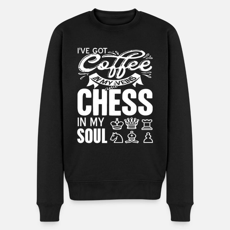 Ive got coffee in my veins and chess in my soul - Männer Premium Bio Pullover - Schwarz