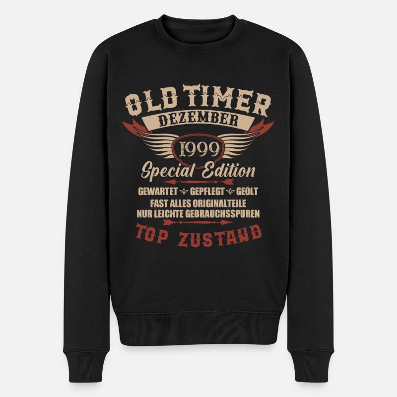 Oldtimer Dezember 1999 Jahrgang Geburtstag - Männer Premium Bio Pullover - Schwarz