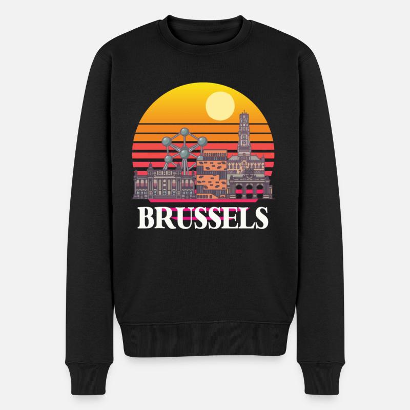 Brüssel Skyline Wissenschaft Atomkern Physik Atom - Männer Premium Bio Pullover - Schwarz