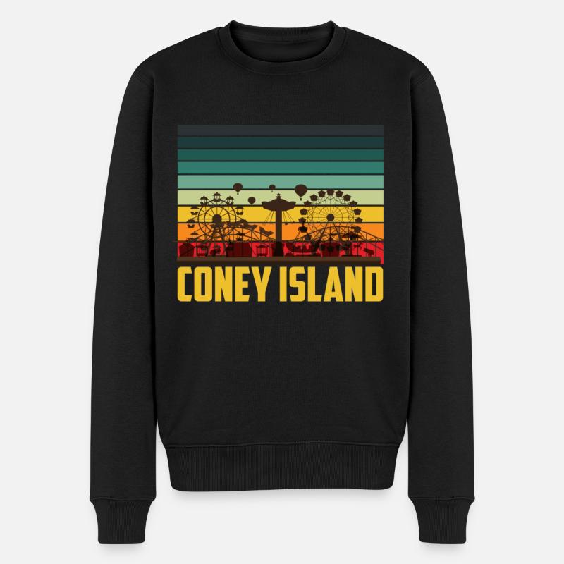 Coney Island Brooklyn Skyline Fun Park New York So - Männer Premium Bio Pullover - Schwarz