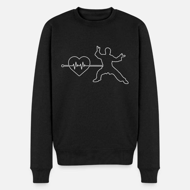 Kampfsport Herzschlag - Männer Premium Bio Pullover - Schwarz