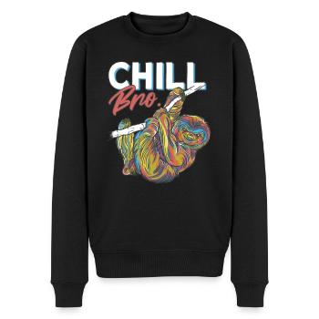 Sloth Chill Bro C’est comme ça - Pull Premium bio Homme - noir - Devant - Nico (187cm)
