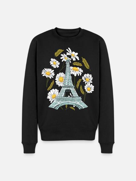 Eiffeltårnet Efterårsblomst Paris Efterår i Frankrig - Økologisk premium-sweatshirt til mænd - sort