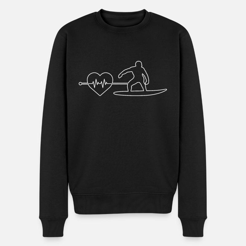 Surfen Herzschlag - Männer Premium Bio Pullover - Schwarz