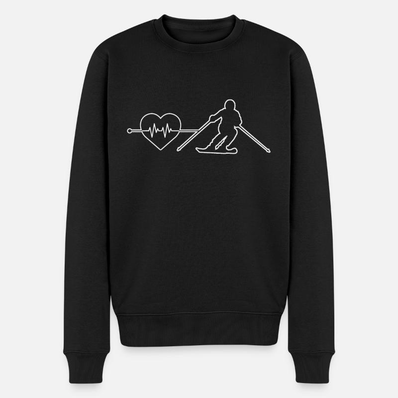 Rythme cardiaque de ski - Pull Premium bio Homme - noir