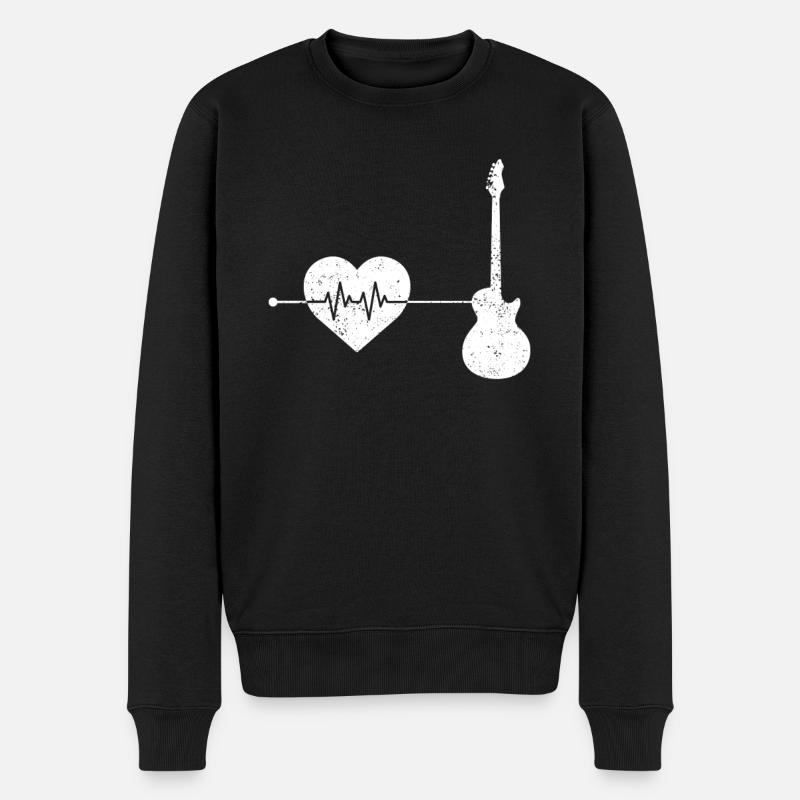 E Gitarre Herzschlag - Männer Premium Bio Pullover - Schwarz