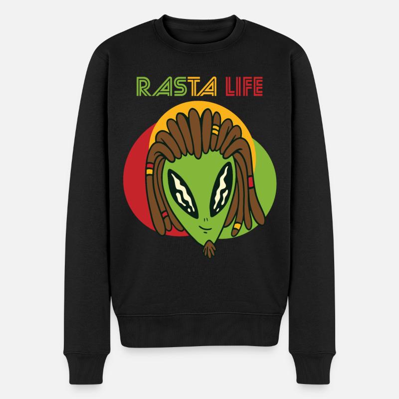 Reggae Alien Herz Rasta Jamaika Souvenir Rastafari - Männer Premium Bio Pullover - Schwarz
